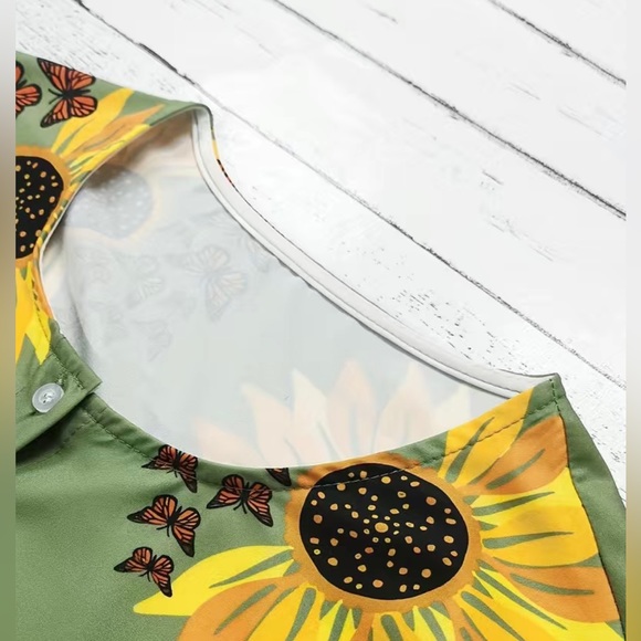 CLEARANCE NWOT Sunflower Print Button Front Shirt, Casual Long Sleeve Shirt - Picture 3 of 4